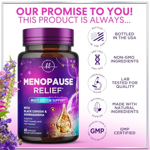 Menopause Supplements for Women - Complete Hot Flash Night Sweats & Menopause Relief Pills, Probiotics with Dong Quai & Black Cohosh for Vaginal, Digestive Support - 60 Capsules