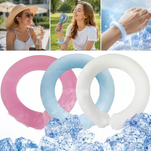 2 Pcs Wearable Wrist Cooling Tubes, PCM Phase Change Bracelet & Ring, Instant Ice Wristband for Summer Outdoor Sports, Hiking & Work (Pink)