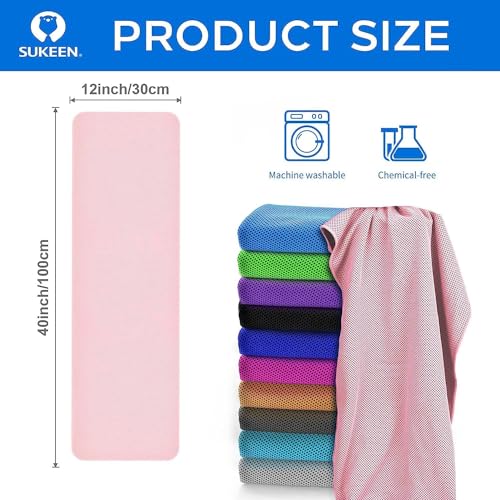 Sukeen 4'lü Paket Soğutucu Havlu (40"x12") Boyun ve Yüz İçin, Soğutucu Boyun Sargısı, Sıcak Havalar İçin Nefes Alabilen Soğutucu Havlu, Yoga, Spor, Golf, Spor Salonu, Kamp, Koşu, Fitness, Egzersiz İçin Ter Havlusu