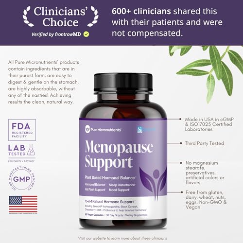 Menopause Supplements for Women, Hot Flashes & Night Sweats, 60 Count | Sensoril Ashwagandha, DIM, chaste berry & black cohosh support natural hormone balance, sleep & mood