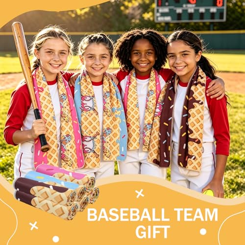 12 Pcs 40"x12" Baseball Cream Drip Cooling Towels for Yoga Gym Coach | Microfiber Chilly Sports Towels, Breathable Sweat Absorbent Rags for Hot Weather Workout, Ideal Team Gifts & Party Favors