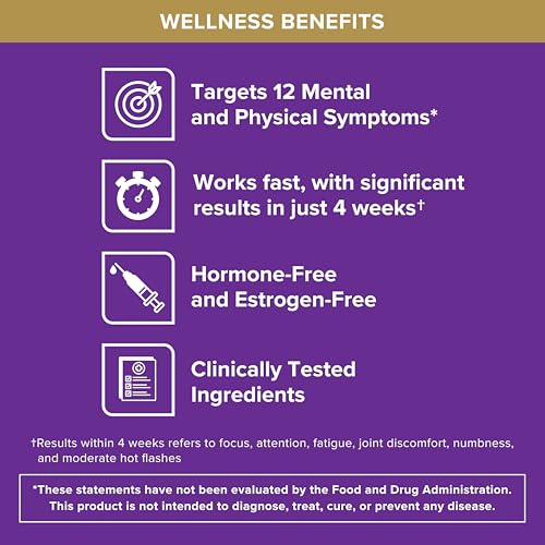 Qunol Menopause Relief +B6 Capsules, Peri to Post, Results in 4 Weeks, 60ct | Hormone Free Support for Fatigue, Brain Fog, Hot Flashes, Night Sweats, Mood Swings, Sleep Disturbances & Joint Discomfort