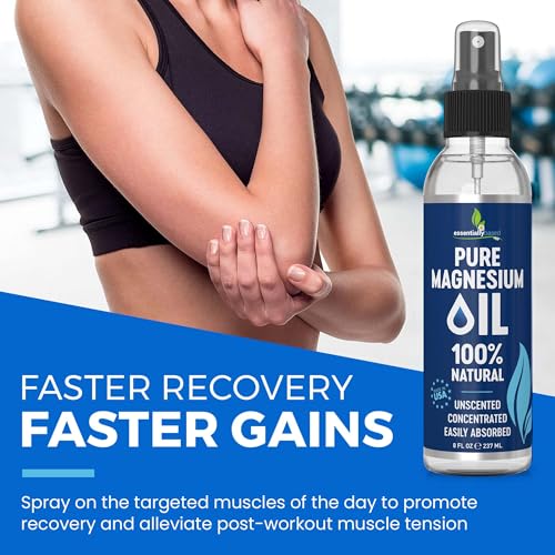 Pure Magnesium Oil Spray for Sleep, Feet & Leg Cramps - USP Grade - 8oz