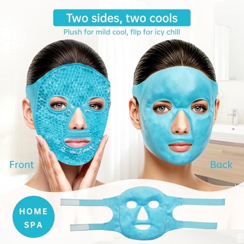 ZNÖCUETÖD Cold Face Ice Mask Facial Ice Pack, Hot Cold Compress for Face | Face SPA Gift for Woman Dark Circles Facial Puff, Pressure, Headaches, Skin Care, Post Laser Cosmetic Care, Reversible