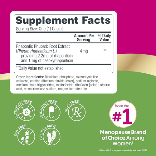 Estroven Complete Multi-Symptom Menopause Supplement for Women, 28 Count | Hot Flash & Night Sweat Relief*, Perimenopause Pre-menopause Support Hormone-free, Drug-free, Rhapontic Rhubarb, 1 Daily