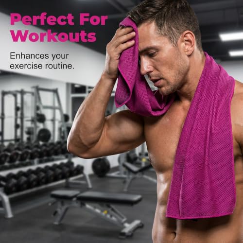 Portable Cold Sweat Towel, Reusable Soft Absorbent Cooling Portable, Soft Breathable Microfiber Towel for Yoga, Gym, Running, 35.5x12 Inch (Lake Blue)