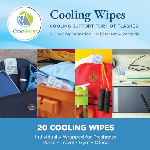 Cooling Wipes for Women – Individually Wrapped Travel Wipes for Hot Weather, Outdoor Activities & Hot Flash Comfort – Refreshing Body Wipes (20 Count)