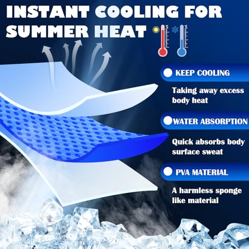 Peryiter 4 Pcs Cooling Towel PVA Cooling Neck Wraps Instant for Neck 34x4 in Long Lasting Reusable Breathable Chilly Towel for Yoga Sport Running Gym Workout Camping Fitness(Blue,Green,Red,Grey)