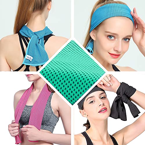10 Pack Cooling Towels Bulk Microfiber Ice Towel Quick Dry Breathable Chilly Sweat Towel Stay Cool Towel for Neck Face Yoga Gym Workout Running Pilates Beach with Carabin Bag, 40x12'', Red