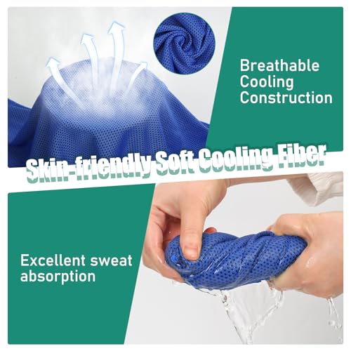40"*12" Cooling Towels 6 PCS, Cool Towels Sports Cooling Rags for Neck and Face, Sweat Neck Cooling Towel for Hot Weather, Chilly Towels for Athletes, Yoga, Gym, Golf