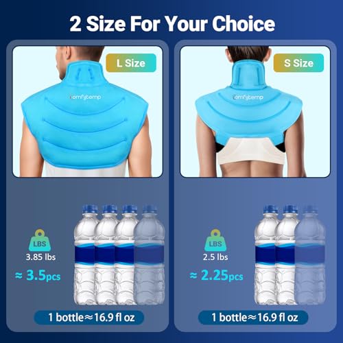 Comfytemp Large Ice Pack for Neck Shoulders Upper Back Pain Relief | FSA Eligible HSA, Reusable Gel Ice Pack Hot Cold Compress Recovery for Neck Shoulder Upper Back, Rotator Cuff (Large, Blue)