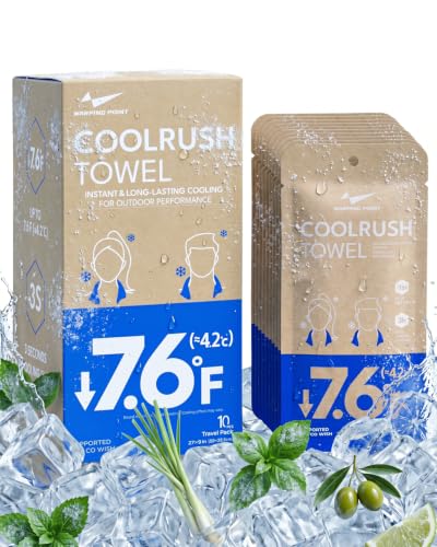 CoolRush Towel, Cold Neck Wrap for Hot Weather, Large Cooling Body Wipe, Chilly Wet Rag For Sports, Travel, Baseball, Yoga, Golf, Softball, Camping, Hiking, Biking, Gym, Trip, Beach Essentials