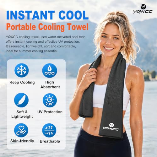 YQXCC 4 Pack Cooling Towels 40"x12", Cold Cool for Neck & Face | Cooling Neck Wraps, Soft Breathable Microfiber Chilly Towels, Ideal for Gym, Yoga, Golf, Running, Camping & Hot Weather