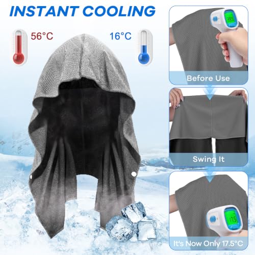 3 Pack Cooling Hoodie Towel, UPF 50 Sun Protection Cooling Towels for Neck and Face, Quick Drying Ice Towels for Hot Weather, Cooling Neck Wraps for Sport, Workout, Gym, Camping