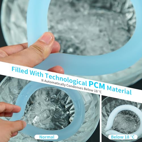 2PCS PCM Neck Cooling Tube with Insulated Bag, Reusable Ice Ring Neck Cooler Wrap, Wearable Cooling Neck Ring for Hot Summer Weather Outdoor Work, TPU Freezable Collar (Blue*2)
