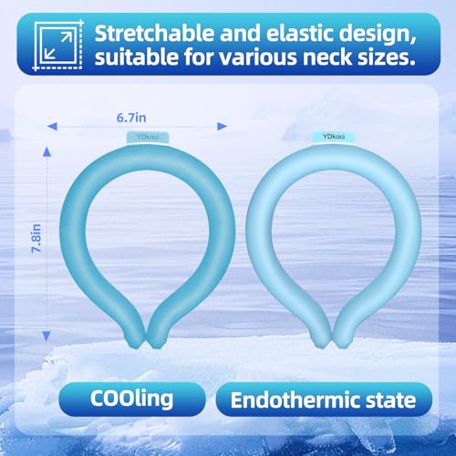 Neck Cooling Tube, Wearable Body Cooler Freeze Below 64°F with Insulated Bag, Reusable Cooling Neck Wraps for Summer, Outdoor Sports, Hiking, Travel, Hot Weather Relief for Men & Women (Blue)