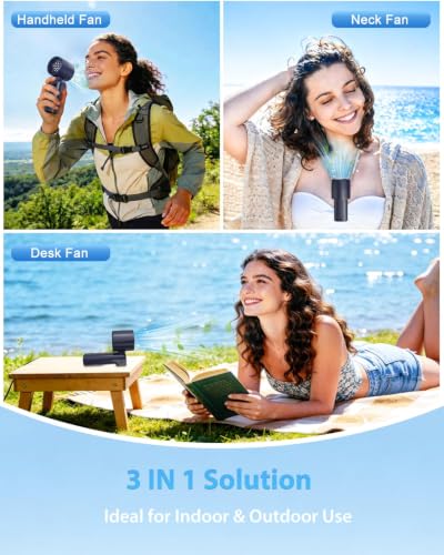 Ouddy Mode Hand Held Fan Rechargeable, Ice Cooling Travel Portable Fan | Up to 13Hrs Foldable Pocket Handheld Turbo Fans for Travel, Camping, Hiking, Beach, Office, Outdoor