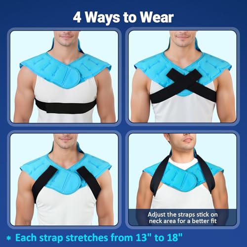 Comfytemp Large Ice Pack for Neck Shoulders Upper Back Pain Relief | FSA Eligible HSA, Reusable Gel Ice Pack Hot Cold Compress Recovery for Neck Shoulder Upper Back, Rotator Cuff (Large, Blue)