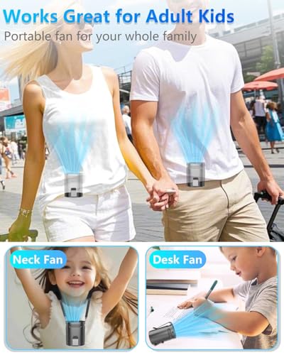 Waist Fan Clip on-Mini Lightweight Portable Fans Rechargeable Under Shirt Belt Pants Body Fans that Blow Cold Air,Waistband Cooling Fan,Powerful Small Personal Hanging Neck Cooler AC Travel Black
