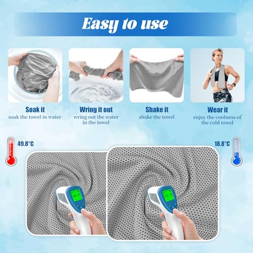 Cooling Towels for Neck and Face, 5 Pack Soft Microfiber Gym Towel（40" X 12", Breathable Cooling Towels for Hot Weather, Gym Yoga Sports Workout Sweat Towels for Men Women Kids (Z)