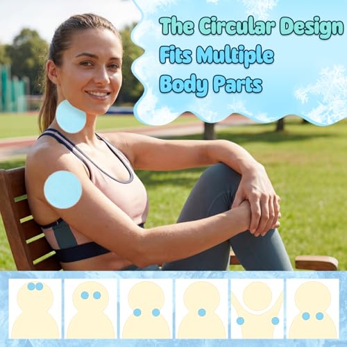 TrelaCo 24 Sheets Round Cooling Patches for Instant Relief from Heat Workouts Hot Flashes Hydrogel Patches Cooling Relief During Mild to Moderately Strenuous Activities