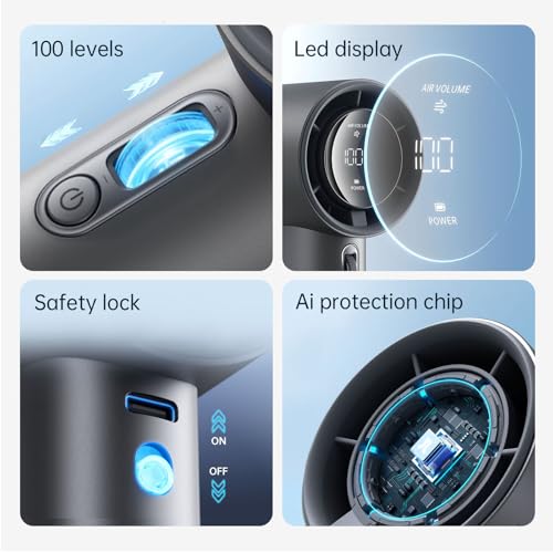 JISULIFE Portable Fan Pro 2026, 40Hrs Max Cooling Personal Handheld Fan | Metal Shell, LED Display, 9600RPM Powerful, 5000mAh Battery, Travel Essentials Gifts for Women, Men(Dark Gray)