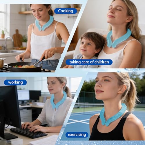 Neck Cooling Tube - Reusable Ice Neck Cooler, Wearable Cooling Neck Wrap for Personal Cooling Relief, PCM Cooling Device for Hot Flashes, Summer Heat, Outdoor Sports, Work & Travel(Blue)