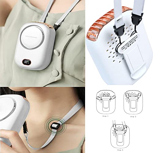 AOCOOLFAN Portable Neck Fan, Mini Small Personal Handheld Fan USB Rechargeable 3 Speed for Girls Boys Woman Eyelash Travel Home Office Outdoor (White)