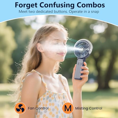 HandFan 5200mAh Upgraded Handheld Misting Fan, Portable Mister Fan Rechargeable, Spray Water Mist Fans, Electric Hand Cooling Ice Fans for Summer Beach Travel Concerts, Gifts for Women(Royal Blue)
