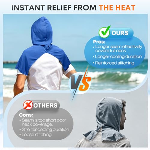 4 Pack Cooling Hoodie Towels for Neck and Face, UV Sun Protection Ice Cooling Towels for Hot Weather, Cool Hoodie for Sports, Gym, Hiking, Working