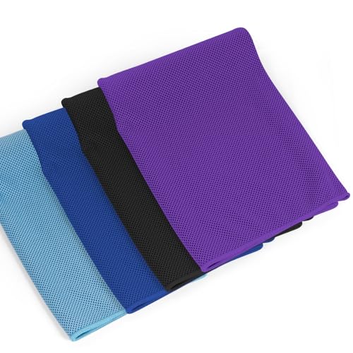 4 Pack Cooling Towels Wrap for Neck Face,Ice Cold Towel Rags Quick Dry for Gym Fitness Yoga Tennis Cycling Running Hiking Workout Sweat(Multicolor-02)