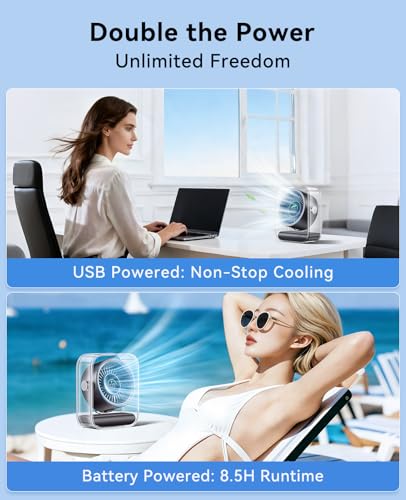 DIGIX Portable Desk Fan for Bedroom, 100 Speeds, 90° Rotation, Rechargeable | Quiet Turbo Table Fan with LED Display. Portable USB Personal Cooling Fan for Office, Home, Travel & Camping