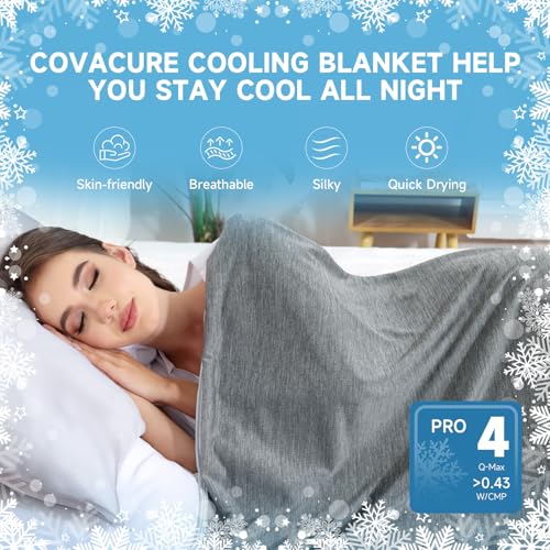 Cooling Blanket, 80''X60'' Double-Sided Cooling Fabric | Q-Max>0.43 Tech Absorbs Heat, Machine Washable，for Hot Sleepers/Night Sweats，for Bed/Couch，Gray