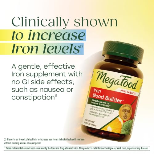 MegaFood Blood Builder Iron Supplement – 72 Mini Tablets for Energy