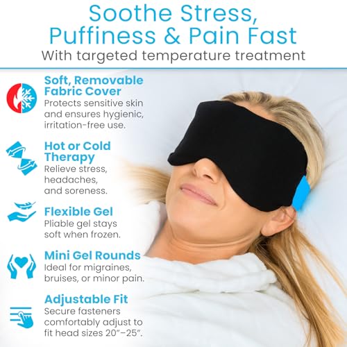 Artic Flex Heated & Cooling Eye Mask for Sleeping - Reusable Gel Ice Pack | For Tension Relief, Migraines, Skin Puffiness, Sleep - Hot & Cold Therapy Spa Treatment - Dry Eyes, Dark Circles, Eye Bags