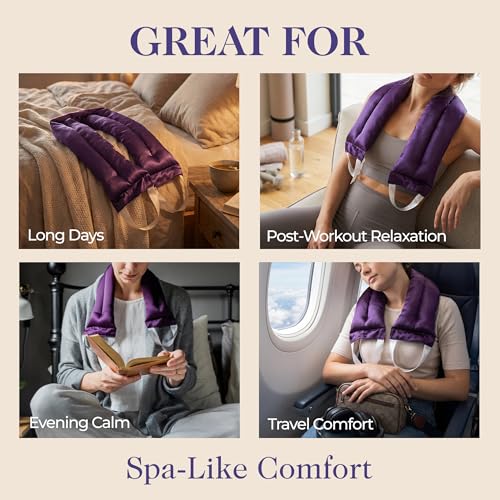 Victoria's Lavender Luxury Lavender Neck Wrap - Made in the USA | Microwavable Neck Heating Pad, Aromatherapy Wrap for Men & Women, Filled with Lavender Buds & Flax Seed, Relaxing Spa Gift