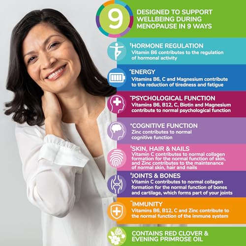 Health & Her Menopause Supplement, Multivitamin for Women, 30 Day Supply | 9-in-1 daily multivitamin for women during Menopause, with Ashwagandha & Red Clover; Vegan, gluten-free; 60 capsules