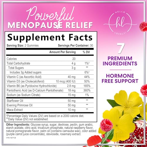 Menopause Supplements for Women - Complete Natural Mild Hot Flashes & Night Sweats Support, Multi Benefit Menopause Relief Gummy, Support for Balance & Energy, Gluten-Free & Non-GMO - 60 Gummies