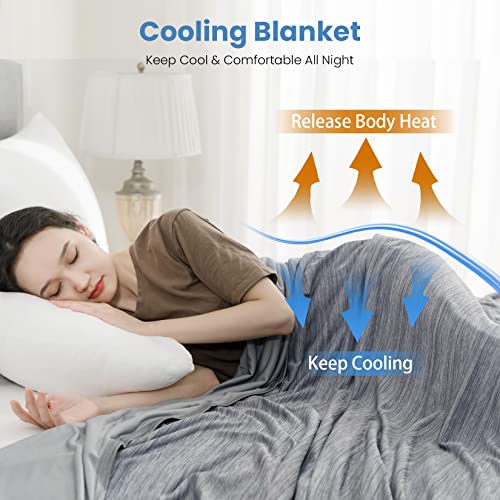 OIGAE Cooling Blanket Throw Size 50"x70" for Hot Sleepers Summer Blanket | Absorbs Heat Cold Summer Blanket for Night Sweats & Menopause Lightweight Breathable Soft Double-Side Cooling Ice Blanket