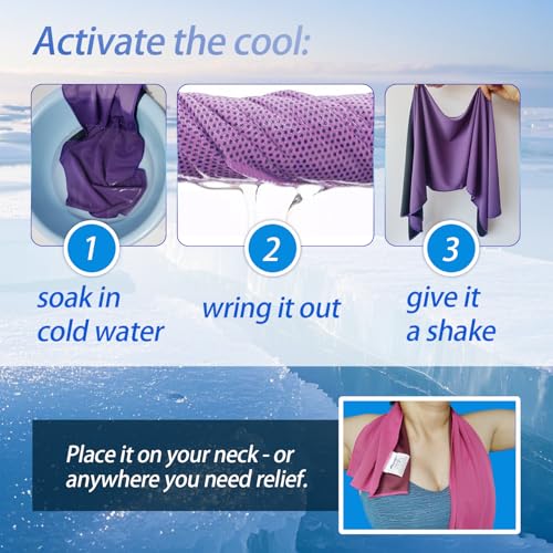 4-Pack Menjo Outdoors Cooling Towels for Neck & Face. Quick-Dry Workout Towels, Sweat-Wicking for Yoga, Gym, Running and Outdoors. Reusable Cooling Towel for Men & Women and Great for Hot Weather.