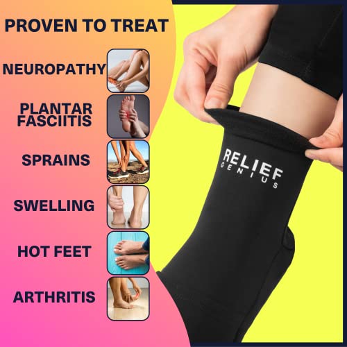 Relief Genius Cold Therapy Socks & Hand Ice Pack Cooling Gloves for Chemotherapy Neuropathy, Chemo Care Package for Women and Men, Large