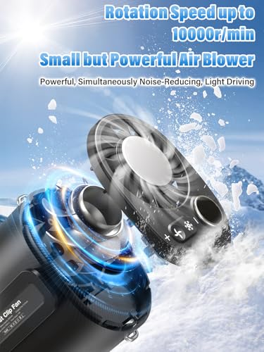 Portable fan Waist Worn Fan Belt Fan Waist Fan Cooling Handheld Fan Cooling Plate 100-Level Wind Speed Adjustment LED Display Type-C Fast Charging Handheld Outdoor Work Construction Gift (black)