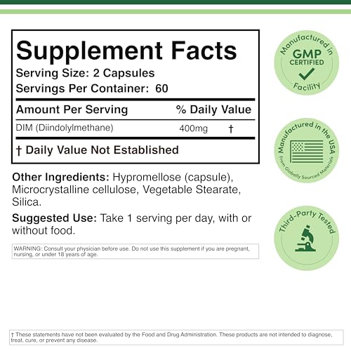 DIM 400mg, Estrogen Balance + Clear Skin, Women + Men, 60 Capsules
