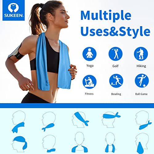 Sukeen Cooling Towel (40"x12") for Neck & Head - Soft Breathable Chilly Sweat Towel for Yoga, Golf, Gym, Camping, Running, Workout & More Activities