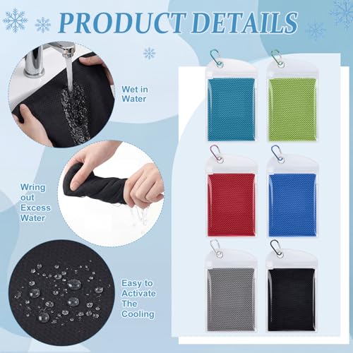 Honoson 30 Pack Cooling Towels for Neck and Face, 27 x 16 Inch Cool Chilly Towels, Microfiber Reusable Sweat Rag with Pouch for School Sport Team, Athlete, Gym, Workout and Outdoor Use (Classic Color)