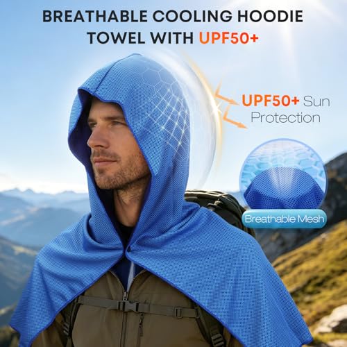 4 Pack Cooling Hoodie Towels for Neck and Face, UV Sun Protection Ice Cooling Towels for Hot Weather, Cool Hoodie for Sports, Gym, Hiking, Working