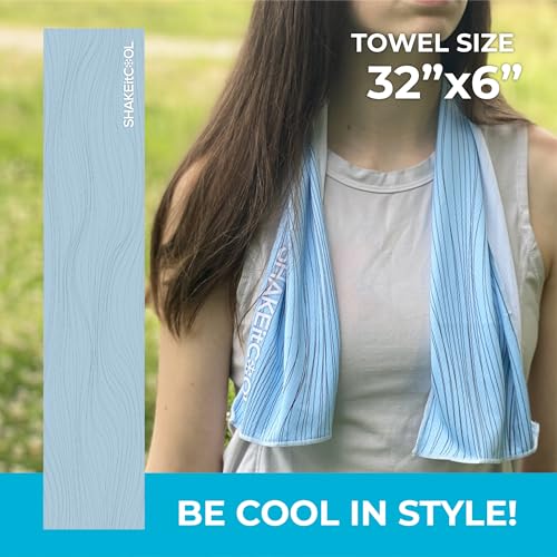 Original Cooling Towel – Be Cool in Style - Heat Relief, Soft, Lightweight, Sun Protection, Easy Clean - Perfect for Biking, Running, Yoga, Gym, Gardening - Blue Wave