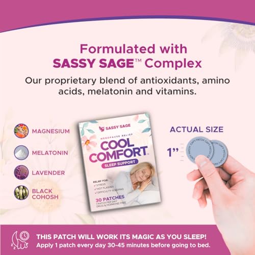Cooling Sleep Patch with Melatonin for Menopause Relief, Hot Flash Relief & Night Sweats | Menopause Patches for Women - Cooling Patch for Hot Flashes, Menopause Cooling Product for Better Sleep