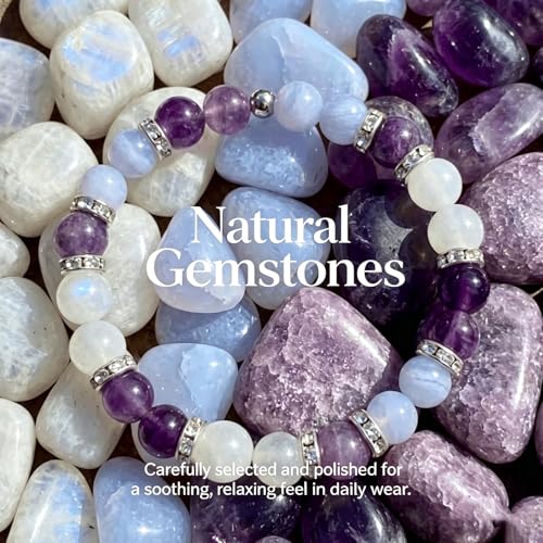Menopause Bracelet for Women - Natural Crystal Elastic Bracelet, Hot Flashes & Anxiety Relief, Calming Balance Bracelet for Menopause's Support, Hormone Balance Jewelry Gift for Her