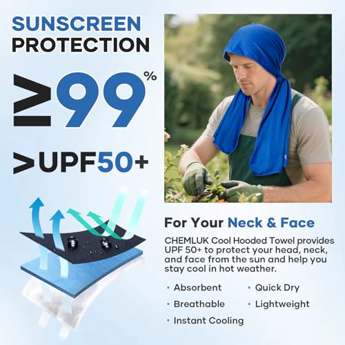 Cooling Rags for Neck: UPF50 Cooling Hoodie Towel with Case 3 Packs | Quick Dry, Chemical-free, Breathable, Soft, Portable, Cooling Towels for Face Hot Weather Workout Baseball Softball Sport
